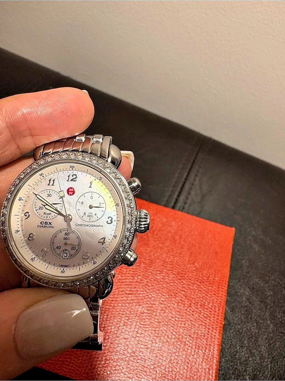 Michele CSX Diamond Chronograph Watch Silver